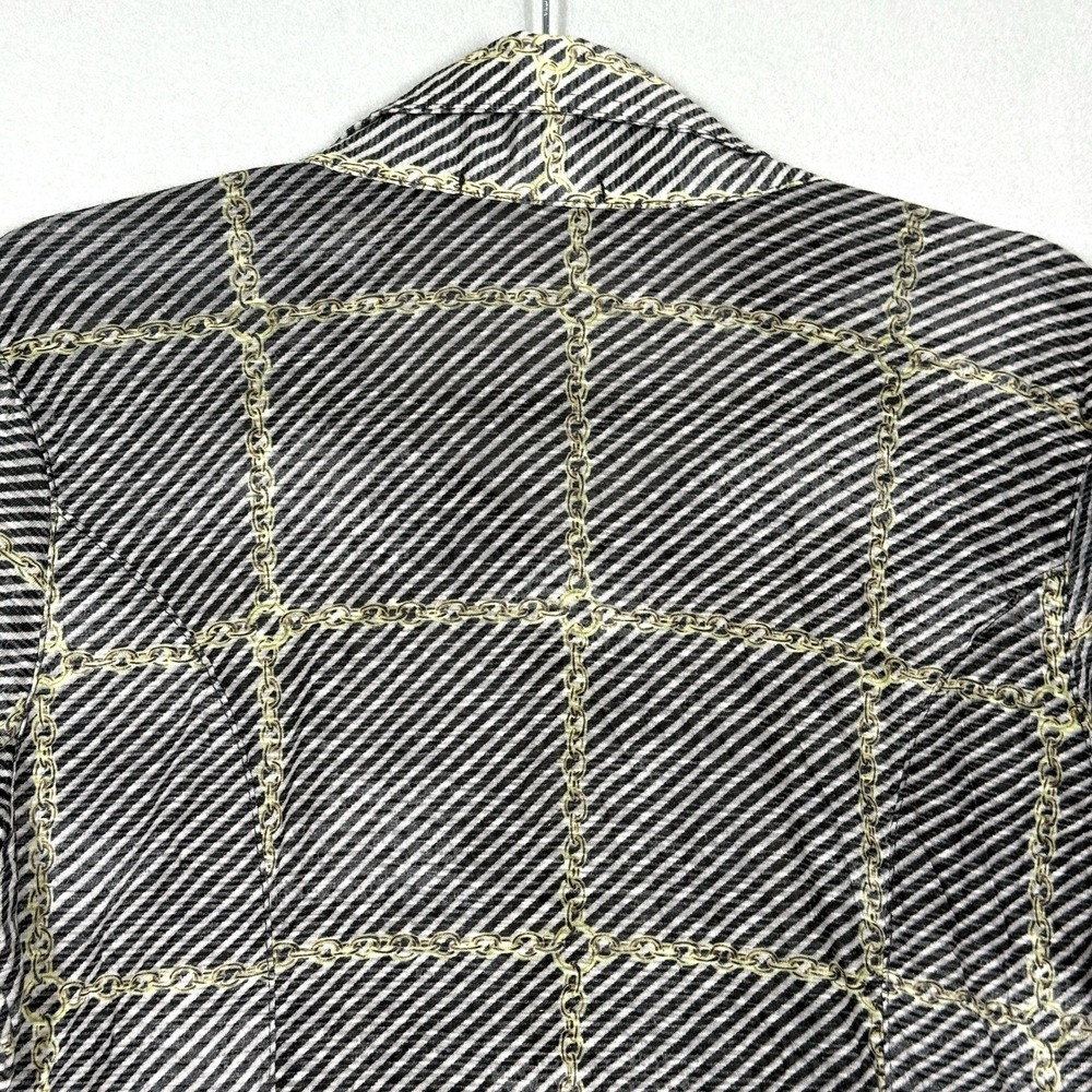 David Cline Top Womens XL Chain Stripe Snap Front Blouse Artsy‎ Preppy USA Made - Picture 6 of 13